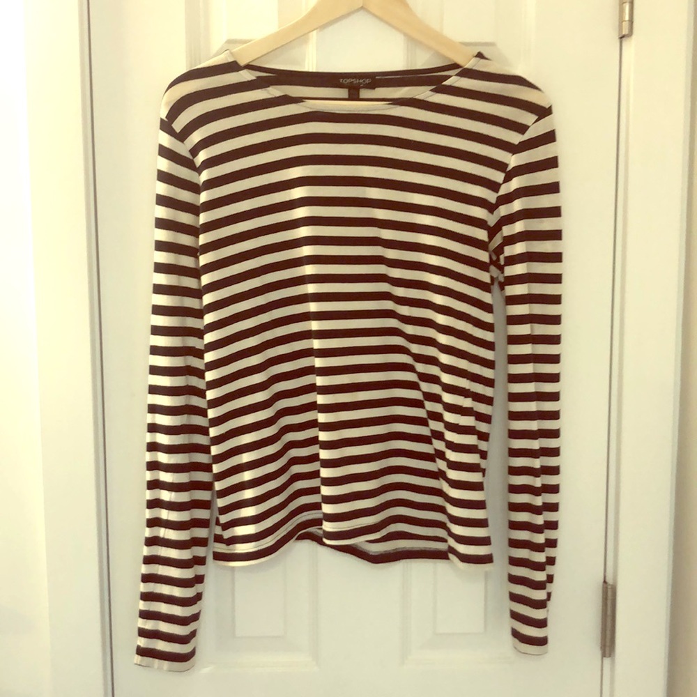 Topshop B&W Stripe Top Sz 8